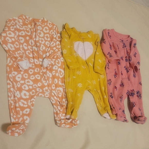 Carter's Other - 0/3 Month Bundle Of 3 Footies Onesies - Carter's & Old Navy - EUC